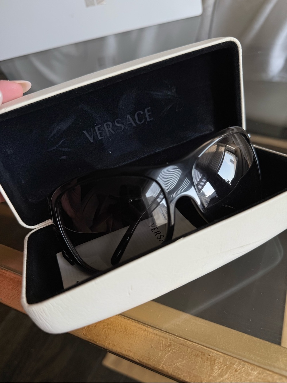 Versace Black Oversized Women’s Sunglasses with Gradient Lenses